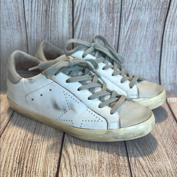 Golden Goose superstar White and Gray Sneakers - Picture 1 of 16